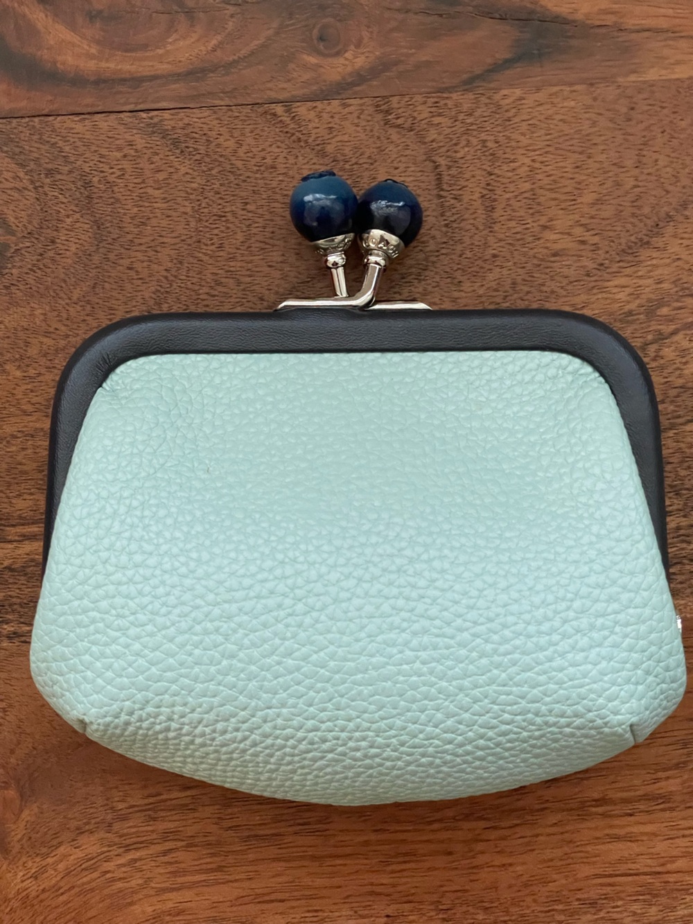 COACH Light Blue Pebble Leather Blueberry Kisslock Coin Purse - Picture 4 of 13
